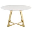 Gwynn Round Dining Table with Marble Top and Stainless Steel Base White and Gold For Cheap