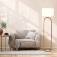 Vivid Brass Ring Base Floor Lamp with Large White Drum Shade Online