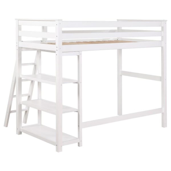 Anica 3-shelf Wood Twin Loft Bed White Online Sale