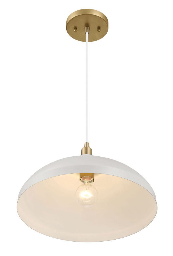 Astral Single Light White Pendant Lamp with Golder Brass Finish for Entrance Kitchen Island 14 D × 8 H For Cheap