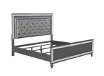 Refino Gray LED Upholstered Panel Bed on Sale