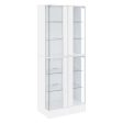 Cabra Display Case Curio Cabinet with Glass Shelves and LED Lighting White  Black High Gloss Fashion