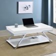 Marcia Wood Rectangular Lift Top Coffee Table White High Gloss and Chrome Fashion