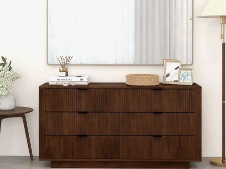 Lola Mid Century Modern Walnut Dresser With 6 Drawers Supply