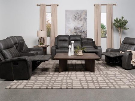 Raelynn 3-piece Upholstered Motion Reclining Sofa Set Grey For Sale