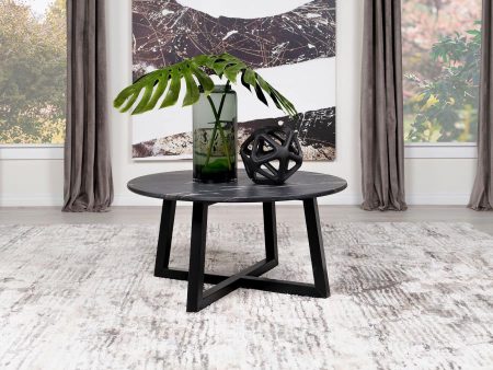 Skylark Round Coffee Table with Marble-like Top Letizia and Light Oak Discount