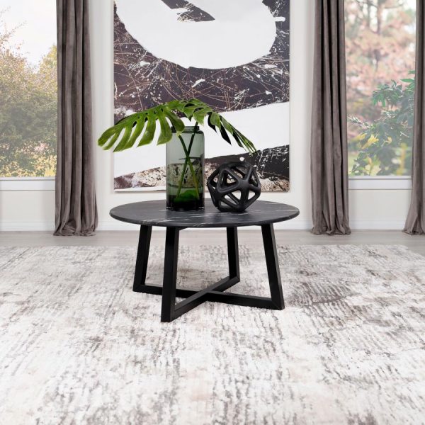 Skylark Round Coffee Table with Marble-like Top Letizia and Light Oak Discount