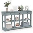 58 Inch Retro Console Table with 3 Drawers and Open Shelves Rectangular Entryway Table Sale