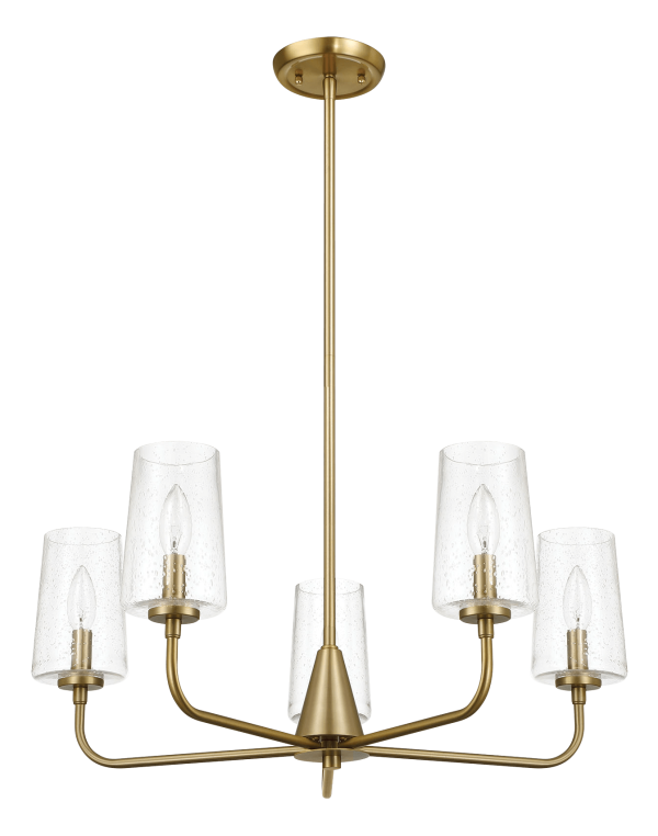 Dazzle Five Lights Chandelier With Clear Seeded Glass -Satin Brass Fashion