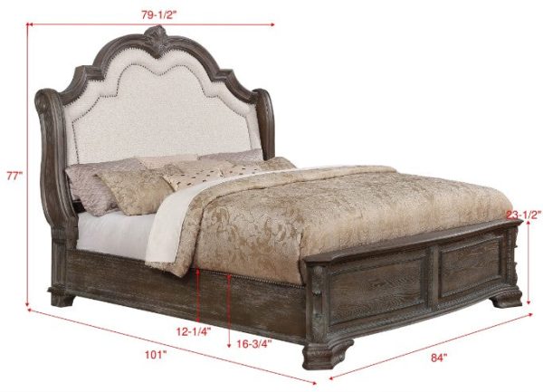 Sheffield Antique Gray Upholstered Panel Bed Online Hot Sale