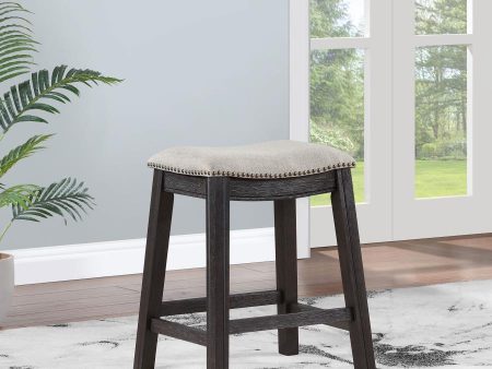 Elliston Backless Counter Height Saddle Bar Stool Dark Grey and Beige (Set of 2) Hot on Sale