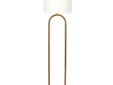 Vivid Brass Ring Base Floor Lamp with Large White Drum Shade Online