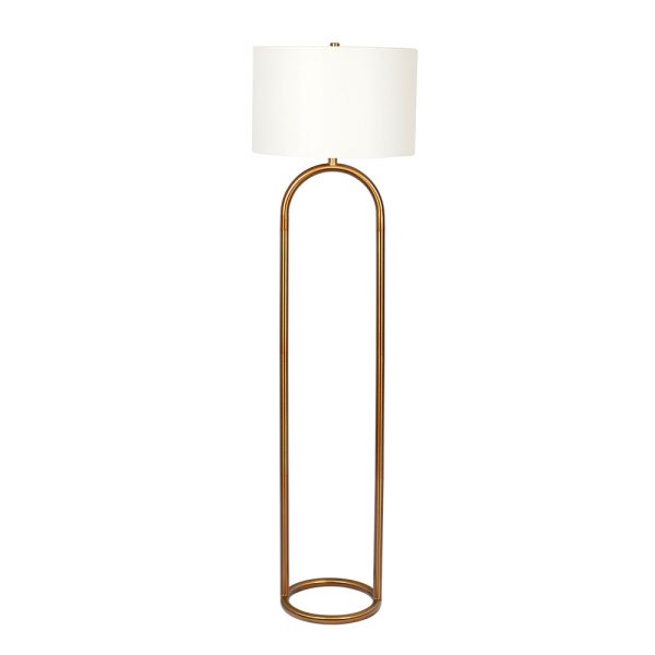 Vivid Brass Ring Base Floor Lamp with Large White Drum Shade Online