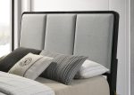 Arini Eastern King Bed With Upholstered Headboard Black And Grey Cheap