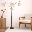 Royal 3-Arm Metal Arc Floor Lamp, Oil Rubbed Bonze with Linen Shade, 4 way Rotary Switch Online