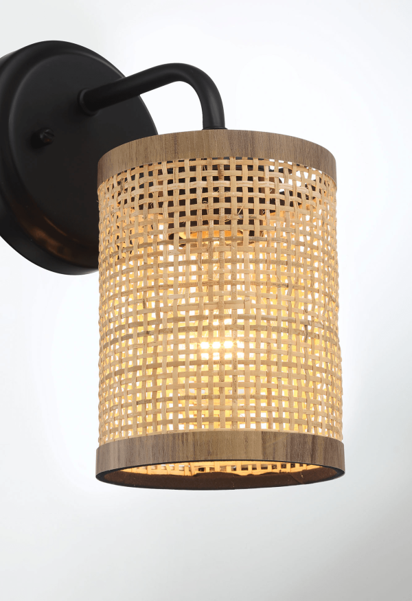 Reef Single Lights Wall Sconce With Natural Rattan Shade Rustic Wicker Wall Light Hot on Sale