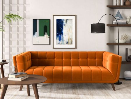 Addison Large Burnt-Orange Velvet Sofa Online now