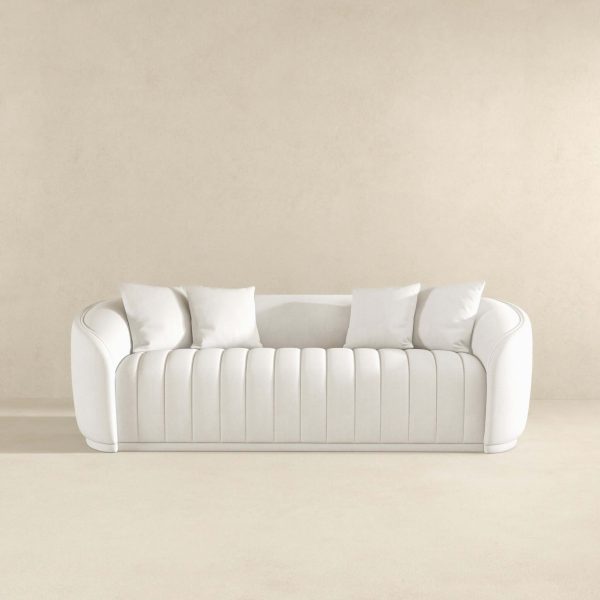 Markus Mid Century Modern Luxury Tight Back Boucle Couch In White Fashion