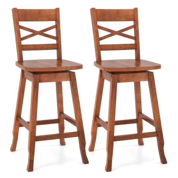 Swivel 24-Inch Counter Height Stool Set of 2 with Inclined Backrest Cheap