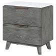 Nathan 2-drawer Nightstand with USB Port White Marble and Grey Online now