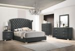 Melody Wingback Upholstered Bed Grey For Sale