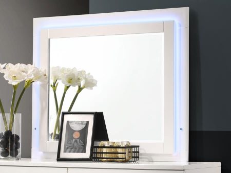 Felicity Dresser Mirror Glossy White with LED Light For Cheap