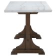 Aldrich Counter Height Trestle Base Dining Table with Genuine White Marble Top Dark Brown Supply