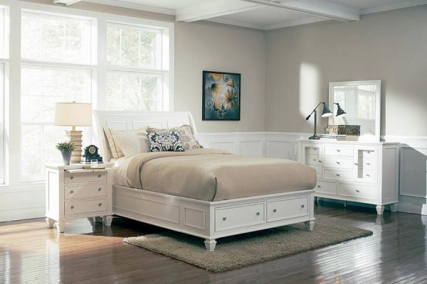 Sandy Beach Storage Sleigh Bed Buttermilk Hot on Sale