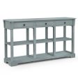 58 Inch Retro Console Table with 3 Drawers and Open Shelves Rectangular Entryway Table Sale