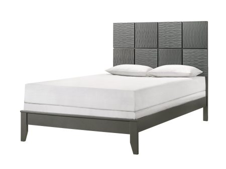 DENKER GUNMETAL PANEL BED on Sale