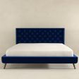 Dillon Blue Velvet Platform Bed (King Size) Hot on Sale