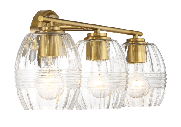 Luster Three Lights Vanity With Clear Glass for Bathrooms above Mirror  Wall Lamp - Satin Brass Fashion