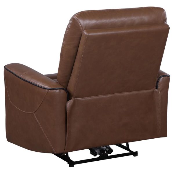 Greenfield Upholstered Power Recliner Chair Saddle Brown Hot on Sale