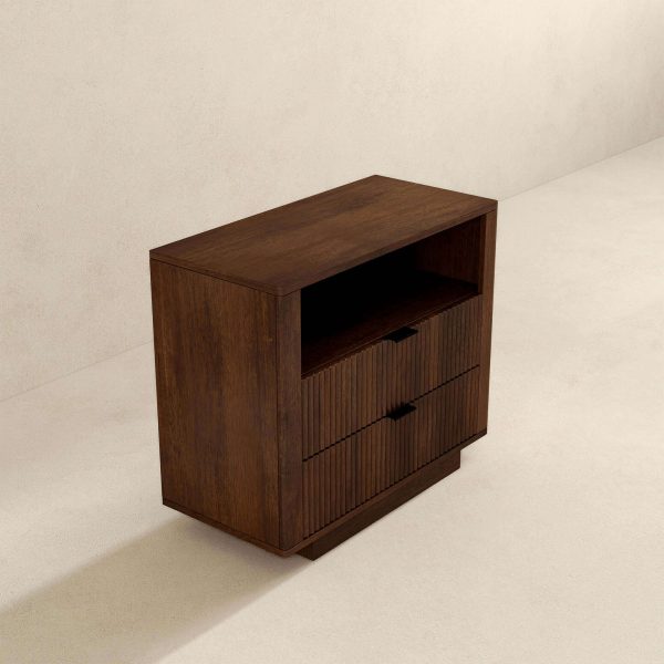 Lola Mid Century Modern Walnut Nightstand 2-Drawer Bed Side Table Online