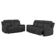 Brentwood 2-piece Upholstered Reclining Sofa Set Black For Cheap