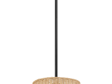 Essence Single Lights Pendant With Rattan Shade  Black Metal Finish for Farmhouse Style Fashion