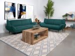 Acton 2-piece Upholstered Flared Arm Sofa Set Teal Blue Fashion