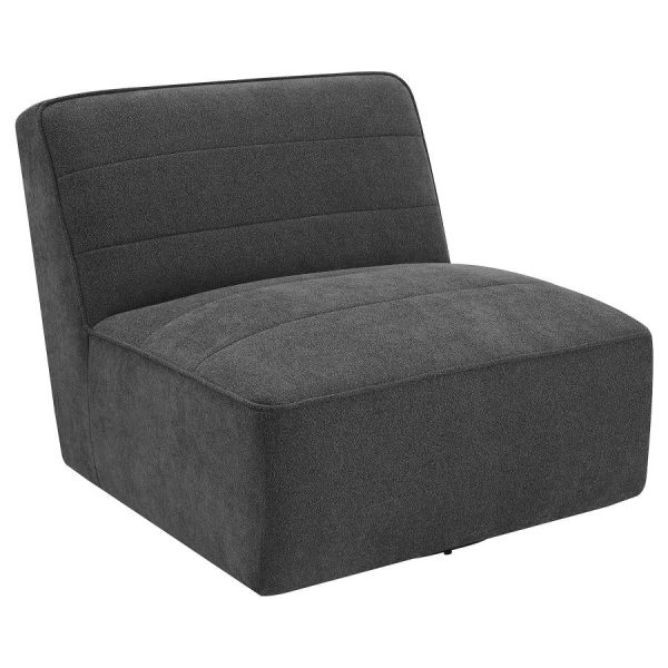 Cobie Upholstered Swivel Armless Chair Dark Charcoal Sale