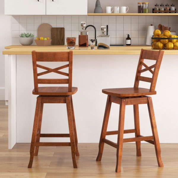 Swivel 24-Inch Counter Height Stool Set of 2 with Inclined Backrest Cheap