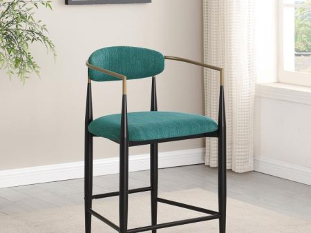 Tina Metal Counter Height Bar Stool with Upholstered Back and Seat Sale