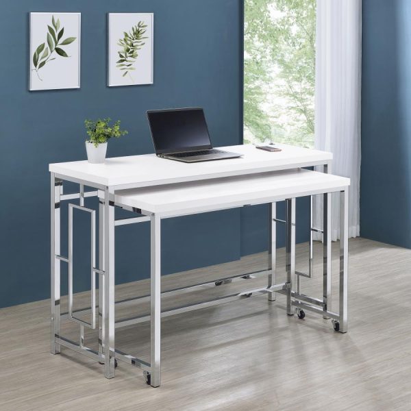 Jackson 4-piece Multipurpose Counter Height Table Set White and Chrome Online