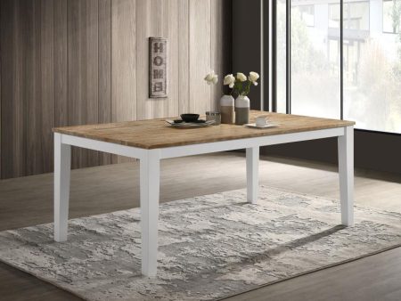 Hollis Rectangular Solid Wood Dining Table Brown and White Hot on Sale