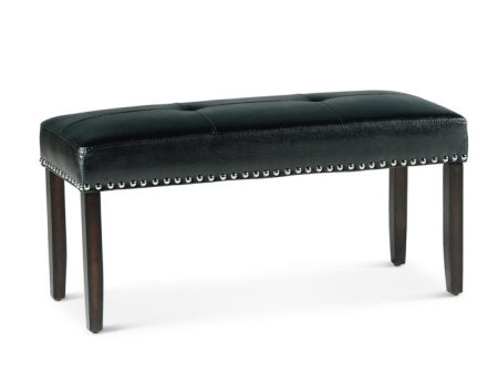 Westby Black PU Dining Bench w Nailhead For Sale