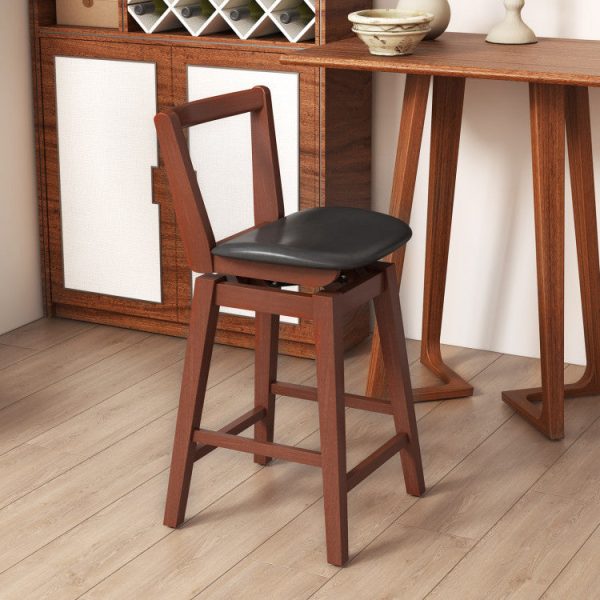 Swivel Upholstered PU Leather Stool with Backrest and Cushioned Seat Online now