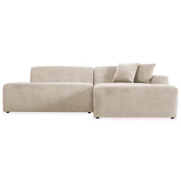 Mar Sectional Cream Velvet Sofa (Right Facing) For Cheap