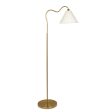 Majestic Brass Ring Base Curved Floor Lamp with Triangle White Drum Shade Discount