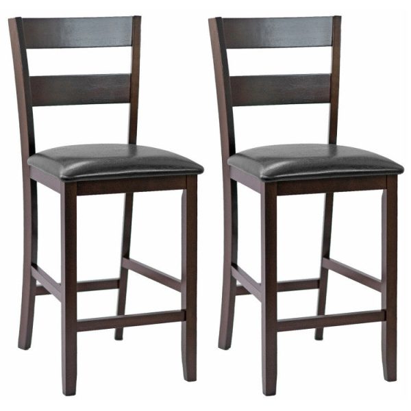 2-Pieces Upholstered Bar Stools Counter Height Chairs with PU Leather Cover Cheap