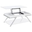 Marcia Wood Rectangular Lift Top Coffee Table White High Gloss and Chrome Fashion