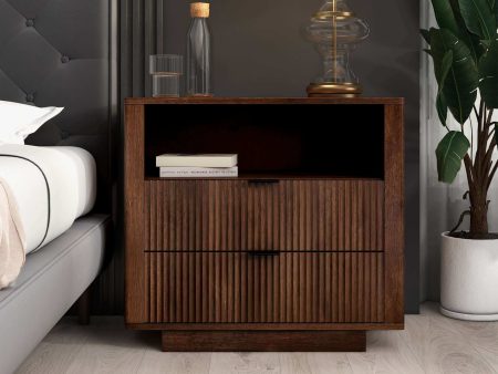 Lola Mid Century Modern Walnut Nightstand 2-Drawer Bed Side Table Online