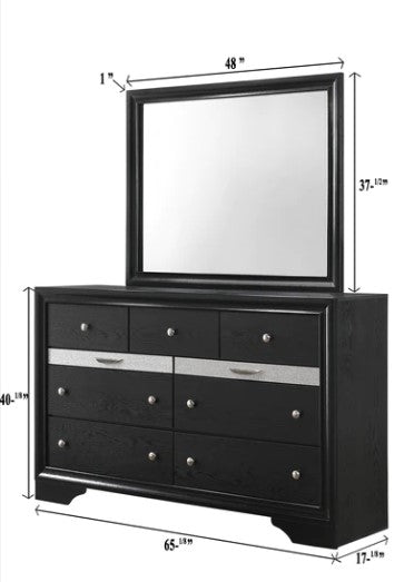 Regata Black Silver Bedroom Dresser Mirror Hot on Sale